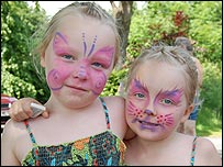 Girls with painted faces