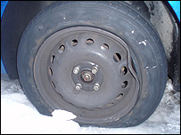 Pothole damage to a wheel