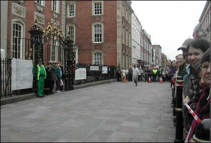 Pancake races outside the Guidlhall in Worcester