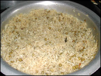 Chicken, rice and peas