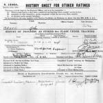 Service 'History Sheet for Stoker Ratings' of John Darlington Bruce. John hated the formality of the RANAS and volunteered for submarines as soon as he could.
