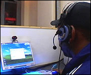person using voice recognition
