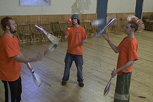 Mark, Chris and Ollie formed a circus group 5 years ago to teach young people how to juggle.