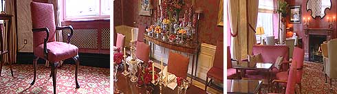 Views of a red dining room