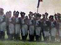 Photograph showing a reconstruction of soldiers during the Napoleonic wars