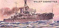 Painting of the British battleship, completed in less than a year: at that time a record in ship construction