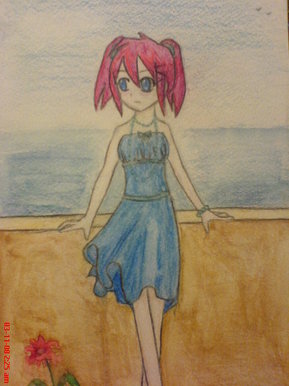 Girl in ocean blue