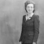 Olive Butcher (nee Markley before 1944)as she was during war, pictured in 1944 in her 'going away' suit - see article 'wartime wedding 24 June 1944'.