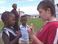 School children from Africa and Britain