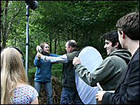 Filming a scene