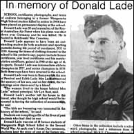 Newspaper article on Donald Lade