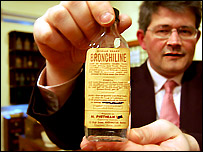 Bronchiline bottle in the Ruddington Village Museum