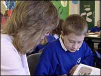 Tom Harris with his teacher