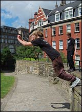 Member of North East Parkour practising