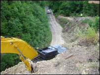 Earthmovers stabilising Harley Hill