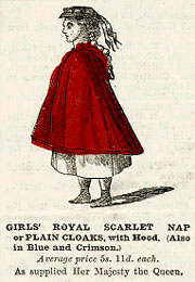 Scarlet cloak "as supplied to Her Majesty the Queen" in 1879