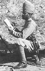 A member of the Bombay infantry, kneeling in uniform