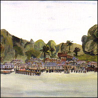 Singapore - Houses on stilts- by Muriel Kilvert