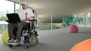 A phd student uses their mind to take the wheelchair for a spin