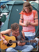 Reading band Vices performing in the campsite.