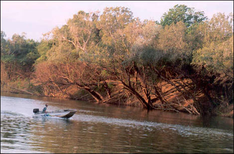 Andrew fishes on the Daly River in his 4m boat