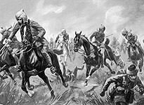 The 33rd Queen Victoria's Own Light Cavalry, led by Jemadar Ram-Karan, charge and scatter a Turkish force.(Getty Images/Hulton|Archive)