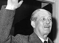 12th October 1959: British Conservative Prime Minister Harold MacMillan  outside number ten Downing Street.(Evening Standard/Getty Images)