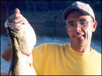 Andrew Crowhurst shows off a Barramundi