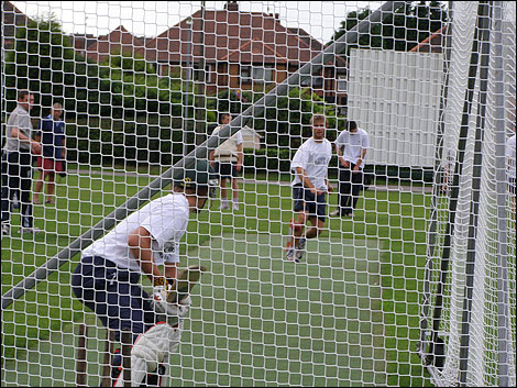 Sandiacre batsman gets in some practice in the nets ahead of Sunday's game.