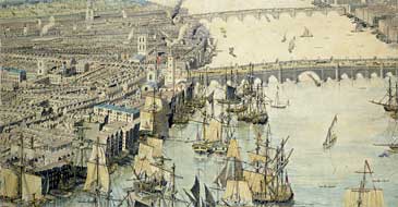 Part of the Rhinebeck Panorama, a watercolour of early 19th century London