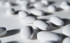 Close up of some white pills