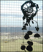 Dreamcatcher in tower window