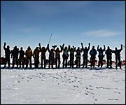 Teams at the start of the race
