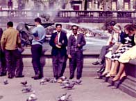 Feeding pigeons at Trafalgar square, in 1963