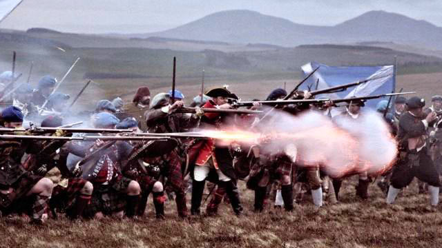 Re-enactment of Culloden Battle showing Jacobite fighters