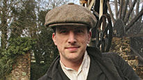 Alex Langlands gets to grips with sheep shearing on the Edwardian Farm