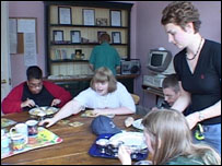 Laetitia and others at the care home
