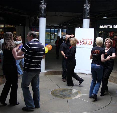 Salsa dancing in Crowngate Centre, Worcester