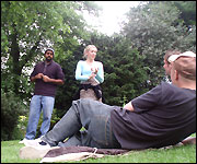 Our group get out of the classroom with the public