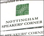 Nottingham Speaker's Corner sign