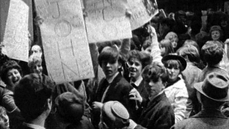 Fans outside the Capitol Theatre, Cardiff