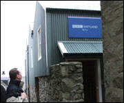 Matthew Price arriving at BBC Shetland