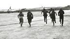 A RAF fighter squadron 'scrambles' after receiving the signal to engage the enemy during the Battle of Britain. 