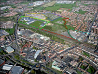 Arial shot of the site