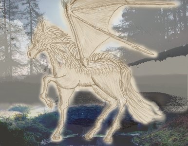 Dragin/horse by lake