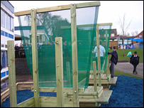 The sails on Teagues Bridge Primary School's big Green Ship