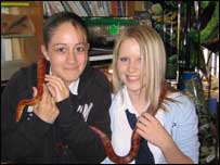 Haywood High students with snake