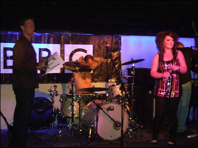 Becky Rose on the Friday Session Introducing stage at the launch party of the Worcester Music Festival 2009.