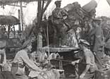 A 12-inch howitzer, its shell daubed 'For Fritz', preparing for action near Aveluy Wood - The Battle of Thiepval 26-28 September 1916
