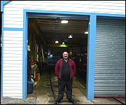 Kevin Wood outside engine sheds at North Bay Railway in Scarborough